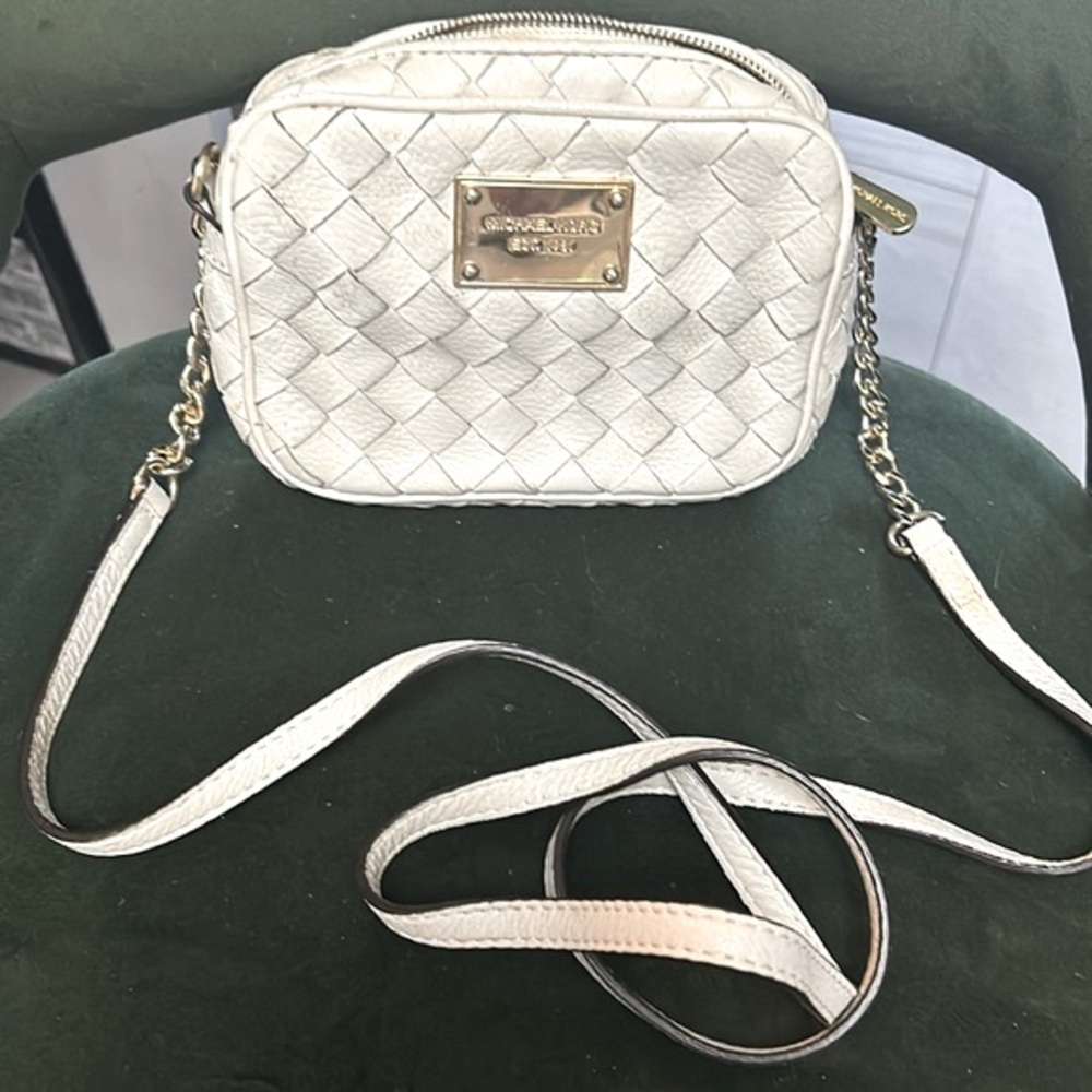 Michael Kors woven leather strips crossbody